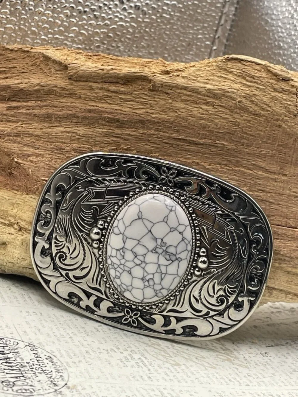 WHITE Turquoise Silver Western Southwest men unisex Belt Buckle Ranch Rodeo FALL